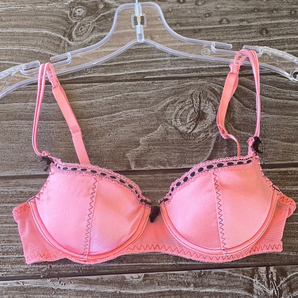 34B Pink Black Lace Detail Very Sexy Push Up Bra